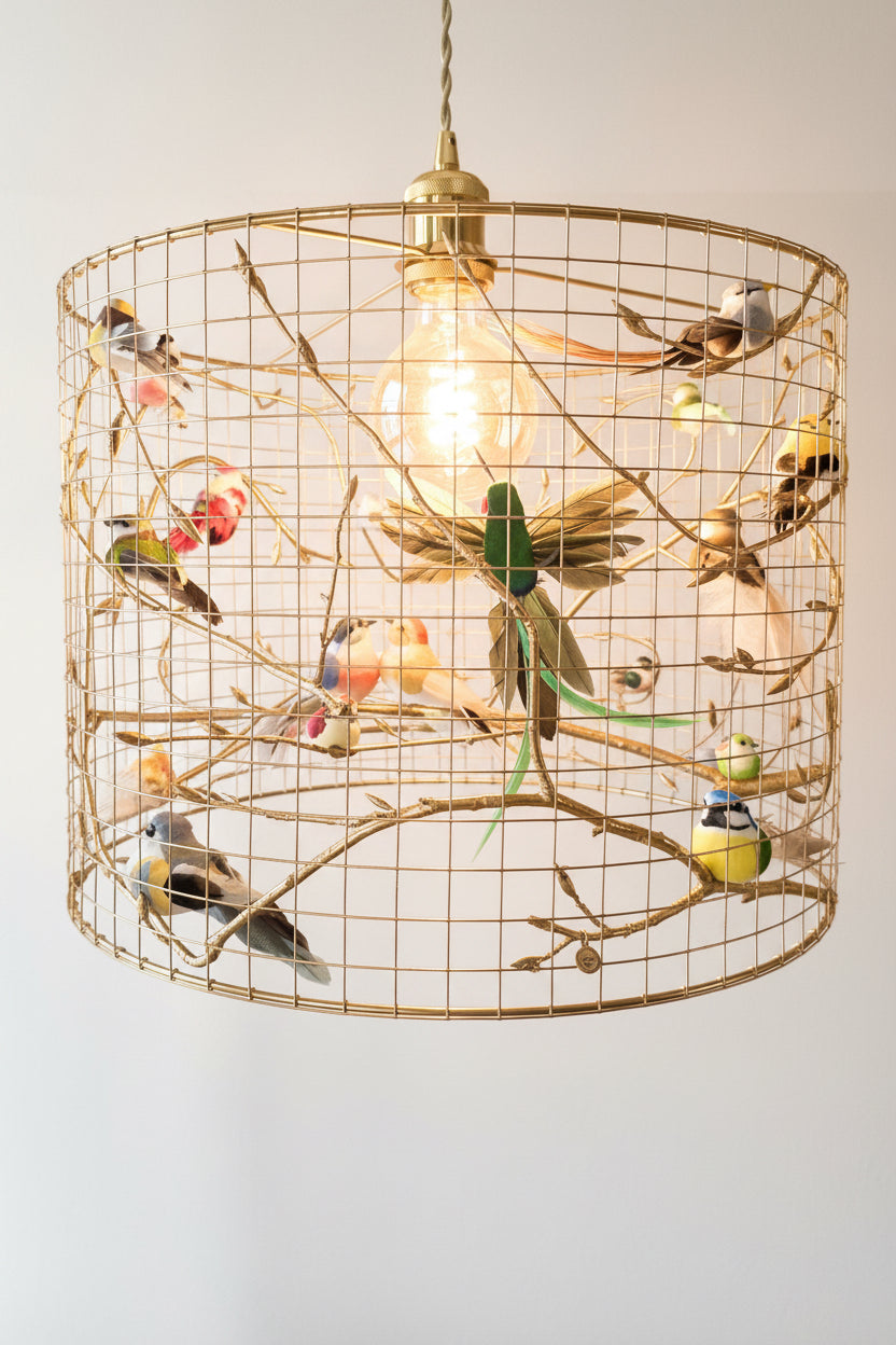 Vogel-Lampenschirm Hängend – Handgefertigtes Design-Unikat
