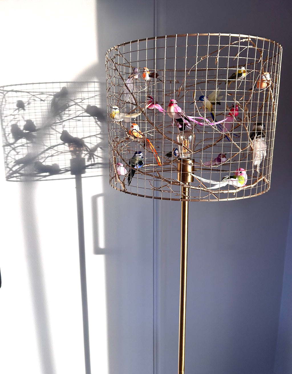 Exklusiver Vogel-Lampenschirm Stehend Handgefertigtes Design-Unikat