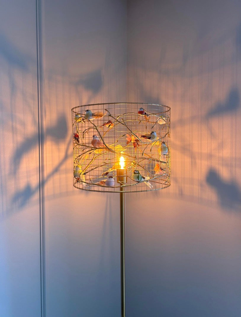 Exklusiver Vogel-Lampenschirm Stehend Handgefertigtes Design-Unikat